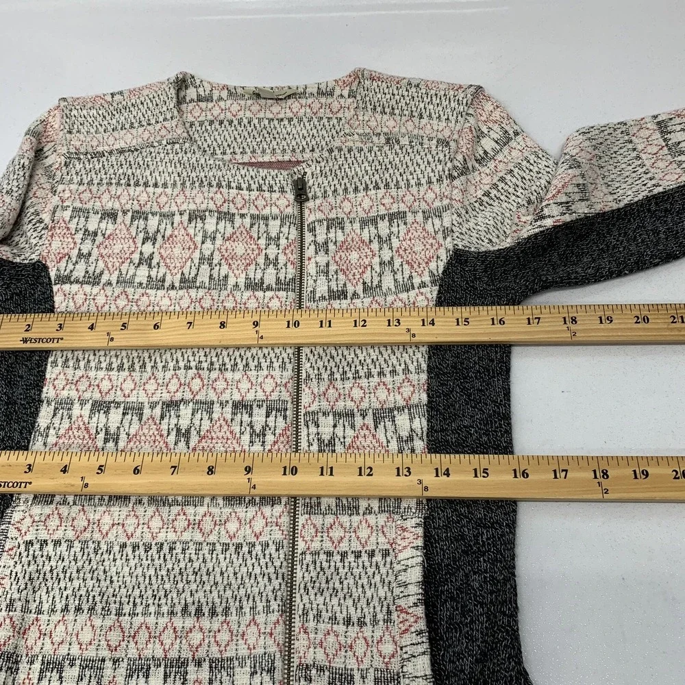 Lucky Brand Sweater Jacket Woman Medium Geometric Asymmetrical Zip Business Work
